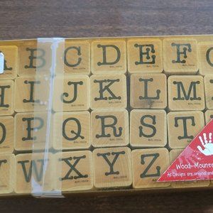 Close to My Heart Wood Mounted Stamp Set Alphabet Craft Crafting Stamping 28 pc